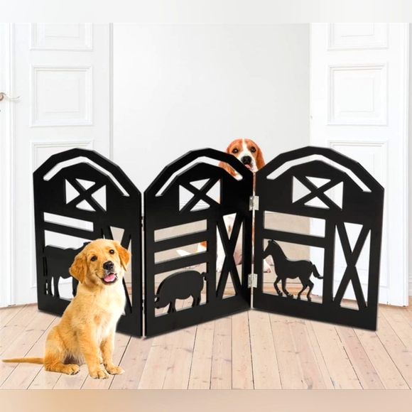 Bundaloo Dog Bundaloo Freestanding Dog Baby Gate Farm Animals Black
